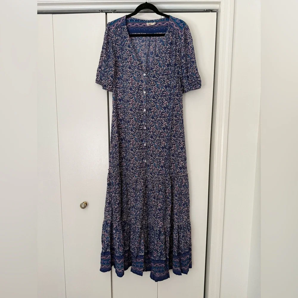 Faherty Orinda Maxi Dress Monserrat Border Floral Size Large - Picture 3 of 6